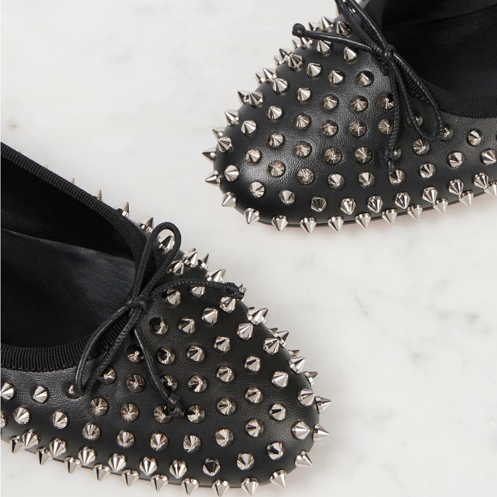 Christian Louboutin Black Silver Studded Flats/IT 39/US 8.5 - Picture 3 of 11